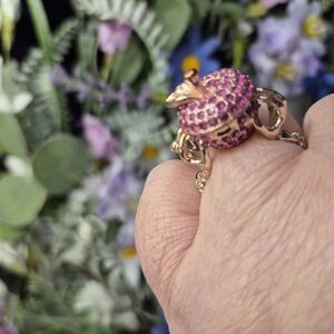 Unique Pink Gemstone Apple Ring